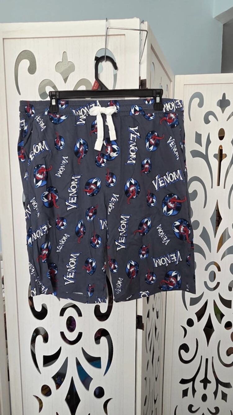 Marvel Venom Mens Large Pajama Shorts NWT All over Print Lounge Sleepwear
